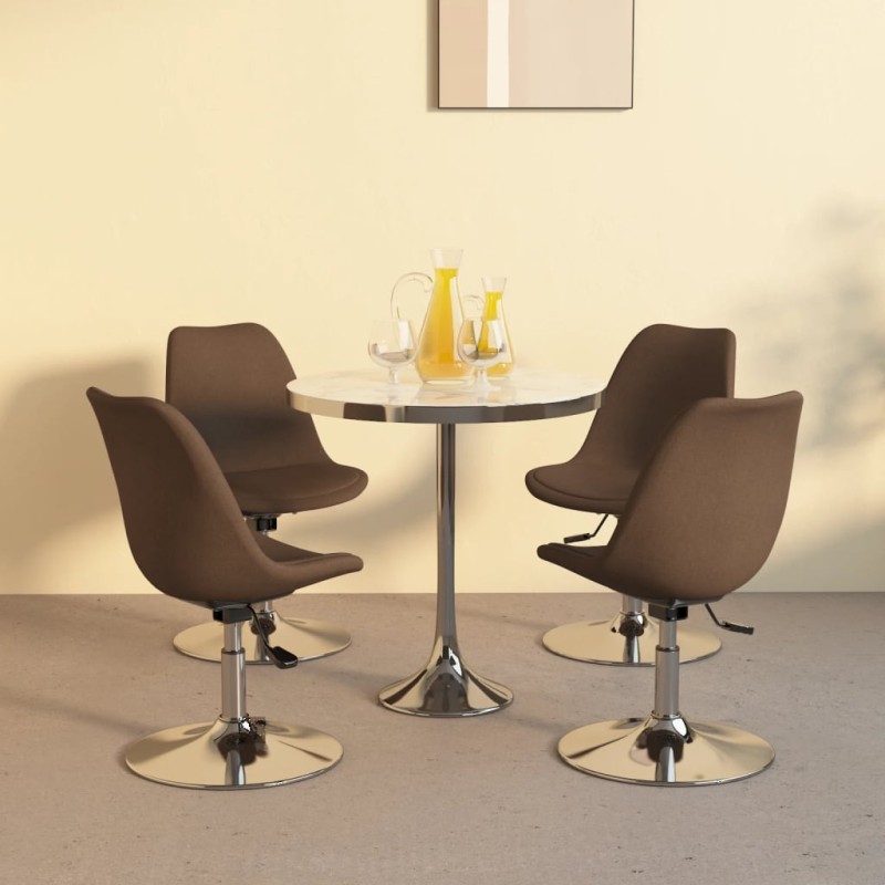 vidaXL Sillas de comedor giratorias 4 unidades tela marrón vidaXL Sillas de comedor giratorias 4 unidades tela marrón