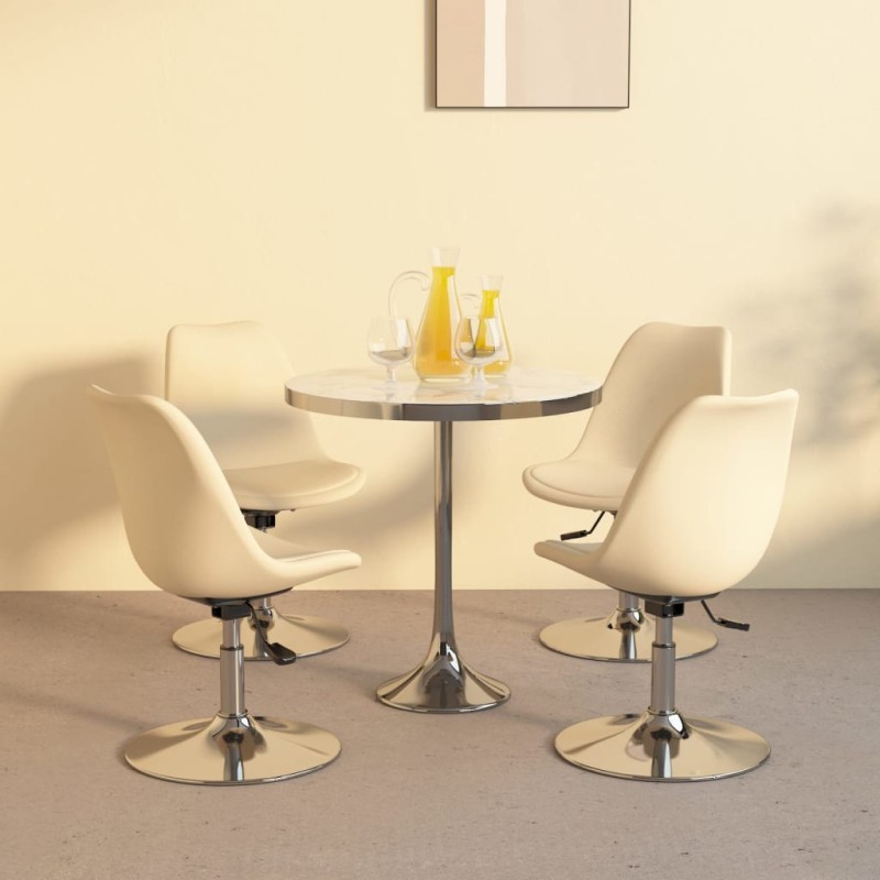 vidaXL Sillas de comedor giratorias 4 unidades tela crema vidaXL Sillas de comedor giratorias 4 unidades tela crema