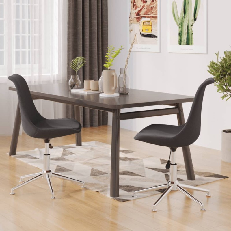 vidaXL Sillas de comedor giratorias 2 unidades tela gris oscuro vidaXL Sillas de comedor giratorias 2 unidades tela gris oscuro