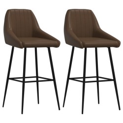 vidaXL Taburetes de barra cocina 2 uds cuero sintético marrón oscuro