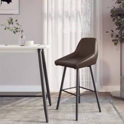 vidaXL Taburete de barra de cocina de cuero sintético marrón oscuro