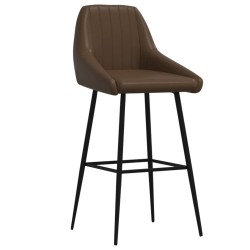 vidaXL Taburete de barra de cocina de cuero sintético marrón oscuro