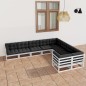 vidaXL Set de muebles de jardín 9 pzas con cojines madera pino blanco vidaXL Set de muebles de jardín 9 pzas con cojines madera pino blanco