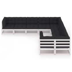 vidaXL Set de muebles de jardín 9 pzas con cojines madera pino blanco