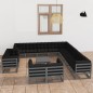 vidaXL Set de muebles de jardín 14 pzas con cojines madera pino gris vidaXL Set de muebles de jardín 14 pzas con cojines madera pino gris