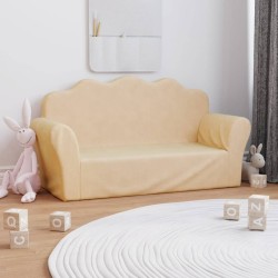 vidaXL Sofá para niños de 2 plazas de felpa suave color crema