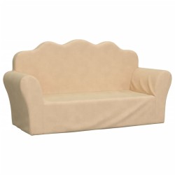 vidaXL Sofá para niños de 2 plazas de felpa suave color crema