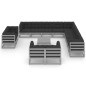 vidaXL Set de muebles de jardín 14 pzas con cojines madera pino gris vidaXL Set de muebles de jardín 14 pzas con cojines madera pino gris