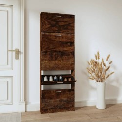 vidaXL Mueble zapatero madera contrachapada roble ahumado 59x17x169 cm