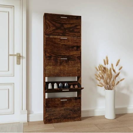vidaXL Mueble zapatero madera contrachapada roble ahumado 59x17x169 cm