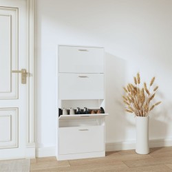 vidaXL Mueble zapatero madera contrachapada blanco brillo 59x17x150 cm