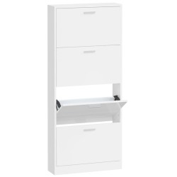 vidaXL Mueble zapatero madera contrachapada blanco brillo 59x17x150 cm
