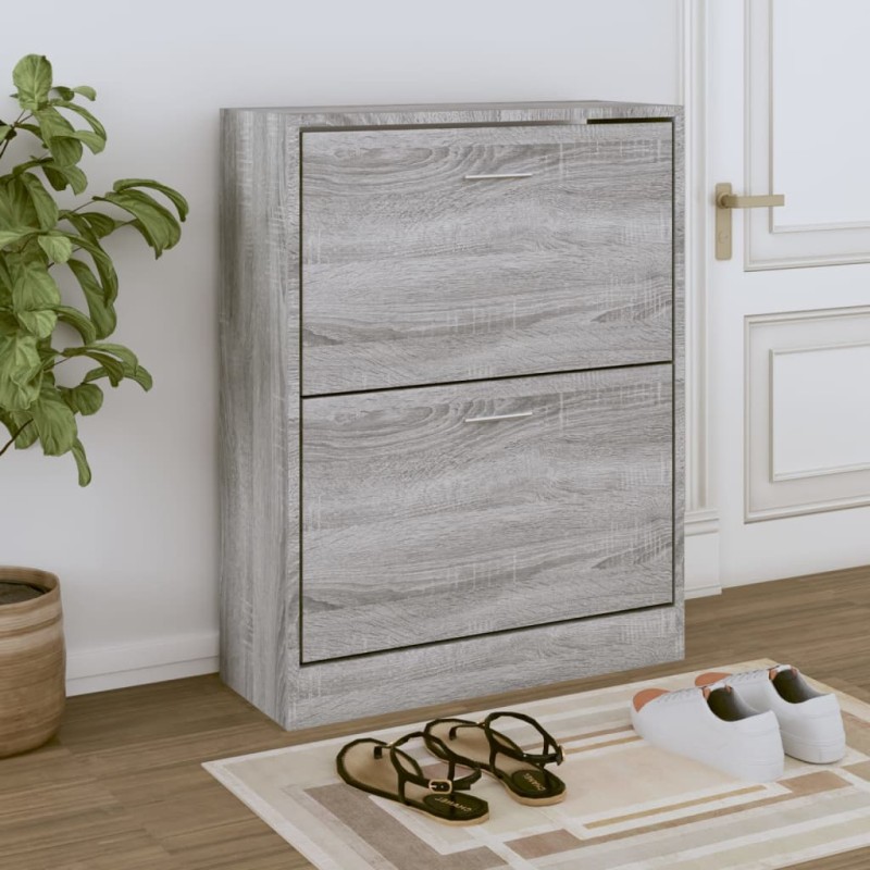 vidaXL Mueble zapatero madera contrachapada gris Sonoma 63x24x81 cm vidaXL Mueble zapatero madera contrachapada gris Sonoma 63x24x81 cm