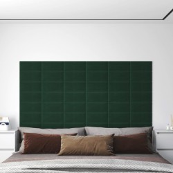 vidaXL Paneles de pared 12 uds tela verde oscuro 30x15 cm 0,54 m²