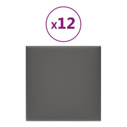 vidaXL Paneles de pared 12 uds cuero sintético gris 30x30 cm 1,08 m²