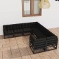 vidaXL Set de muebles de jardín 8 pzas con cojines madera pino negro vidaXL Set de muebles de jardín 8 pzas con cojines madera pino negro