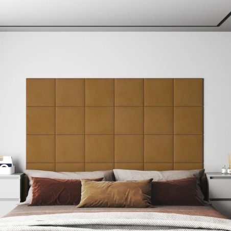 vidaXL Paneles de pared 12 uds terciopelo marrón 30x30 cm 1,08 m²