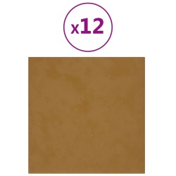 vidaXL Paneles de pared 12 uds terciopelo marrón 30x30 cm 1,08 m²