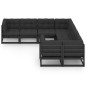 vidaXL Set de muebles de jardín 8 pzas con cojines madera pino negro vidaXL Set de muebles de jardín 8 pzas con cojines madera pino negro