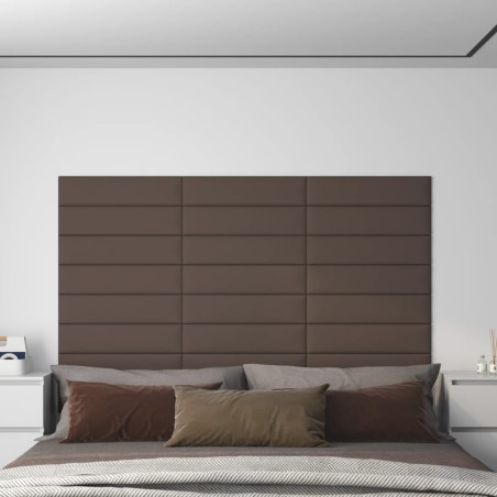 vidaXL Paneles de pared 12 uds tela gris taupe 60x15 cm 1,08 m²