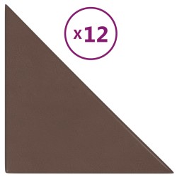 vidaXL Paneles de pared 12 uds cuero sintético marrón 30x30 cm 0,54 m²
