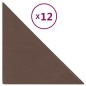 vidaXL Paneles de pared 12 uds cuero sintético marrón 30x30 cm 0,54 m²