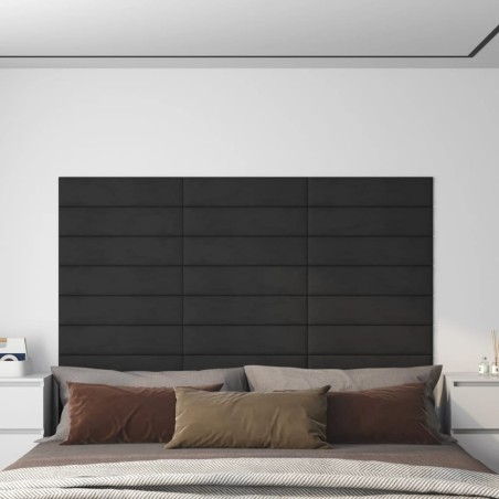 vidaXL Paneles de pared 12 uds terciopelo negro 60x15 cm 1,08 m²