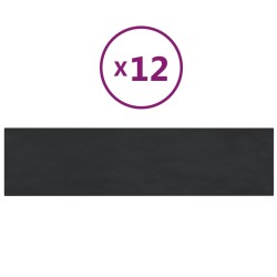 vidaXL Paneles de pared 12 uds terciopelo negro 60x15 cm 1,08 m²