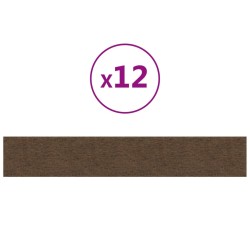 vidaXL Paneles de pared 12 uds tela marrón 90x15 cm 1,62 m²