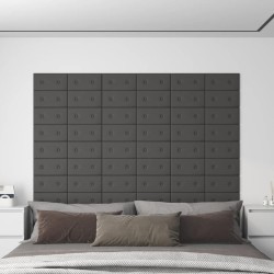 vidaXL Paneles de pared 12 uds cuero sintético gris 30x15 cm 0,54 m²
