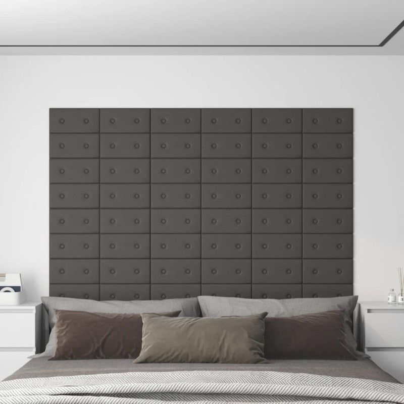 vidaXL Paneles de pared 12 uds cuero sintético gris 30x15 cm 0,54 m² vidaXL Paneles de pared 12 uds cuero sintético gris 30x15 cm 0,54 m²