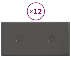 vidaXL Paneles de pared 12 uds cuero sintético gris 30x15 cm 0,54 m²