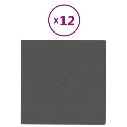vidaXL Paneles de pared 12 uds tela gris oscuro 30x30 cm 1,08 m²