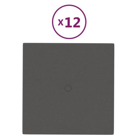 vidaXL Paneles de pared 12 uds tela gris oscuro 30x30 cm 1,08 m²