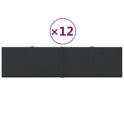 vidaXL Paneles de pared 12 uds tela negro 60x15 cm 1,08 m²