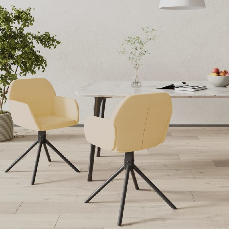 vidaXL Sillas de comedor giratorias 2 uds terciopelo crema vidaXL Sillas de comedor giratorias 2 uds terciopelo crema