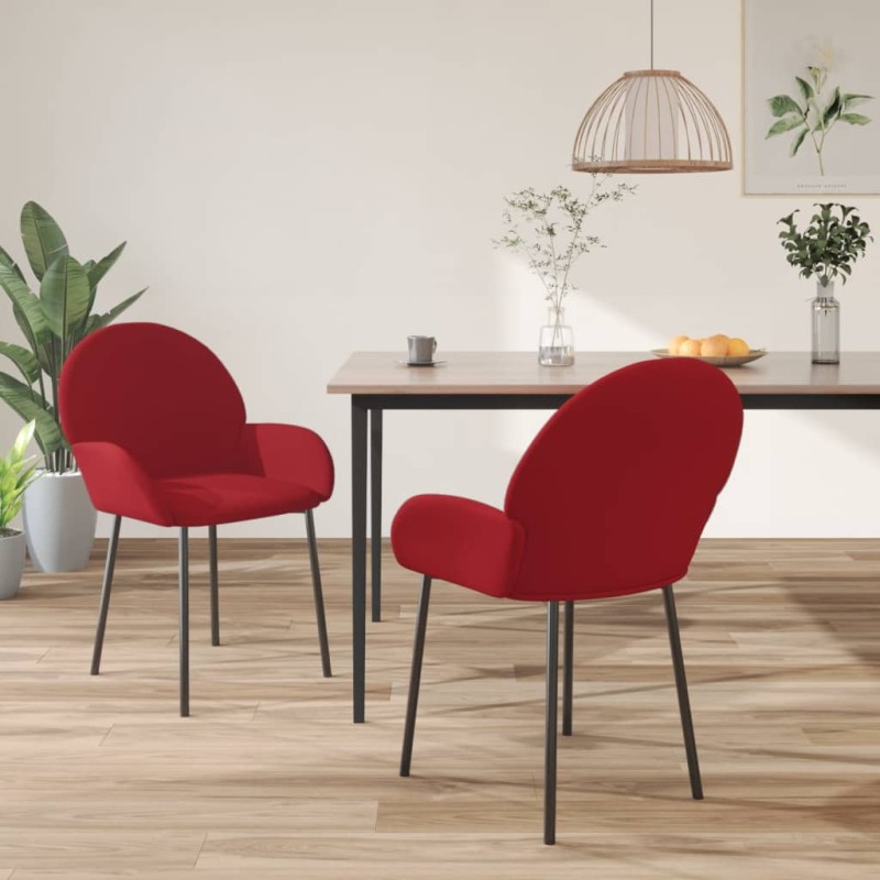 vidaXL Sillas de comedor 2 unidades terciopelo rojo tinto vidaXL Sillas de comedor 2 unidades terciopelo rojo tinto