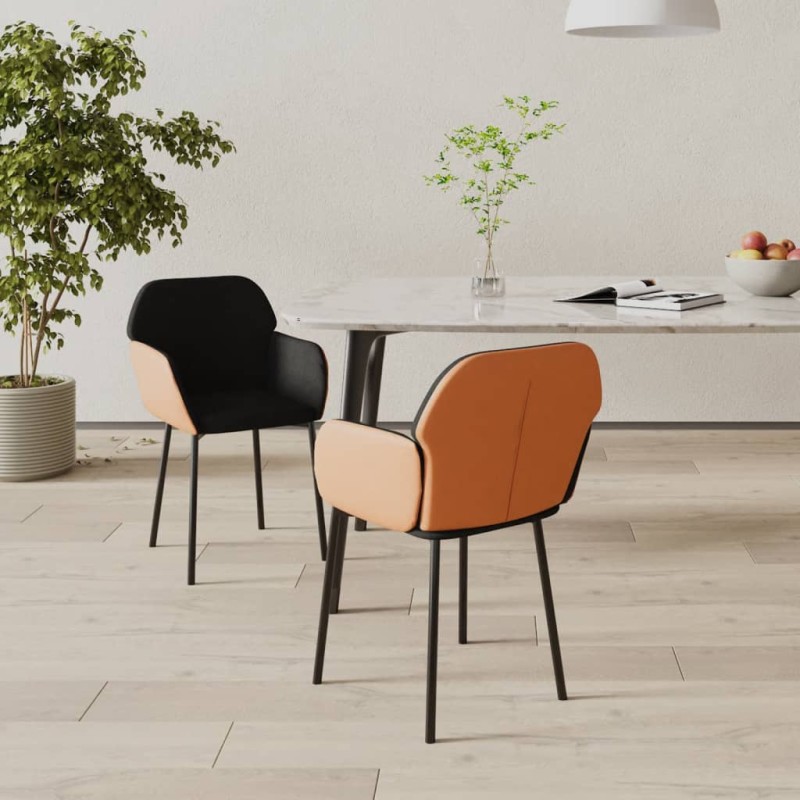vidaXL Sillas de comedor 2 unidades cuero sintético y tela negro vidaXL Sillas de comedor 2 unidades cuero sintético y tela negro