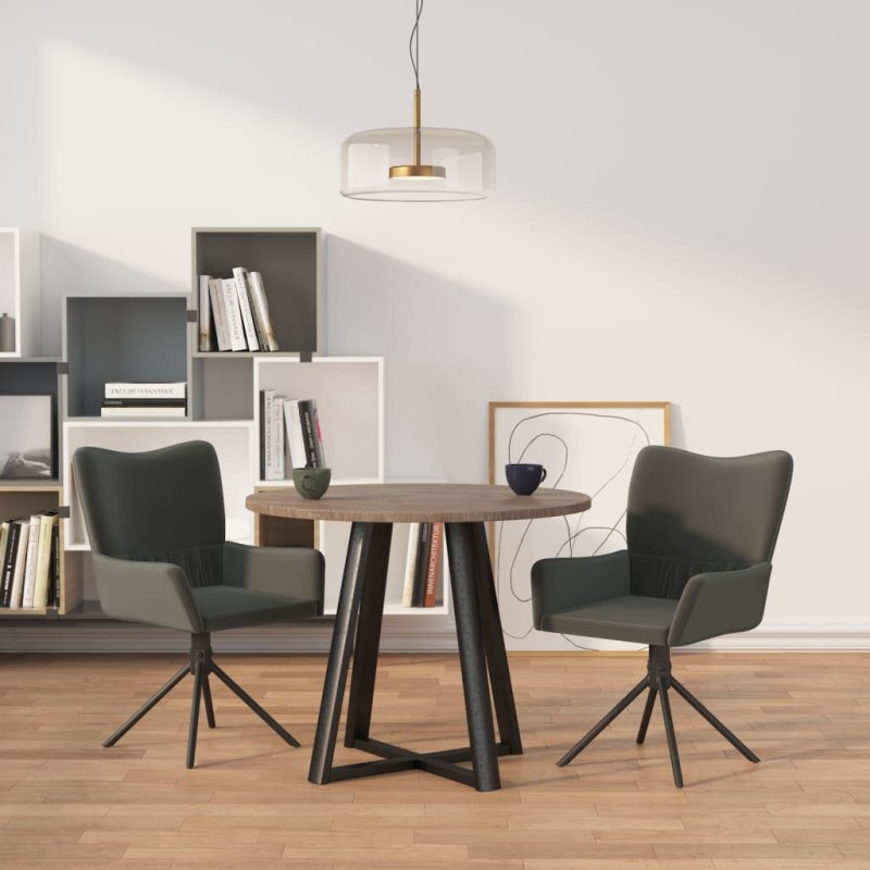 vidaXL Sillas de comedor giratorias 2 unidades terciopelo gris oscuro vidaXL Sillas de comedor giratorias 2 unidades terciopelo gris oscuro