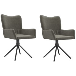 vidaXL Sillas de comedor giratorias 2 unidades terciopelo gris oscuro
