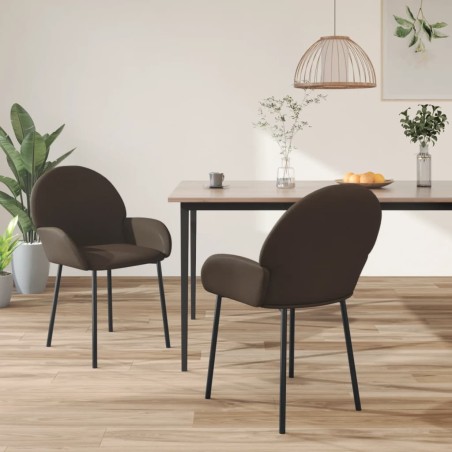 vidaXL Sillas de comedor 2 unidades cuero sintético marrón
