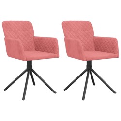 vidaXL Sillas de comedor giratorias 2 unidades terciopelo rosa