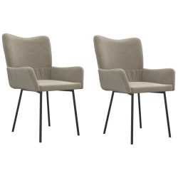 vidaXL Sillas de comedor 2 unidades terciopelo gris claro