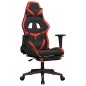 vidaXL Silla gaming de masaje y reposapiés cuero sintético negro rojo vidaXL Silla gaming de masaje y reposapiés cuero sintético negro rojo