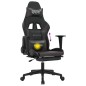vidaXL Silla gaming de masaje y reposapiés cuero sintético negro gris vidaXL Silla gaming de masaje y reposapiés cuero sintético negro gris