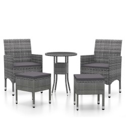 vidaXL Juego de muebles de jardín 5 piezas ratán sintético gris