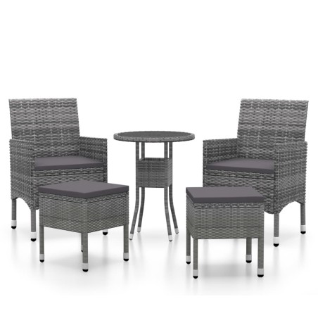 vidaXL Juego de muebles de jardín 5 piezas ratán sintético gris