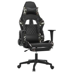 vidaXL Silla gaming masaje reposapiés cuero sintético negro camuflaje