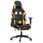 vidaXL Silla gaming masaje y reposapiés cuero sintético negro dorado vidaXL Silla gaming masaje y reposapiés cuero sintético negro dorado