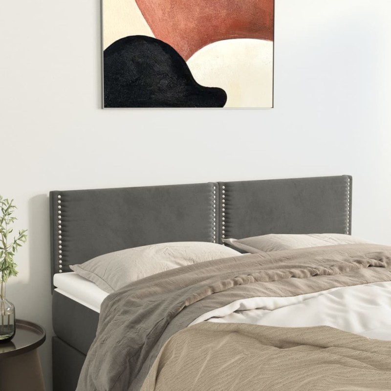 vidaXL Cabeceros 2 unidades terciopelo gris oscuro 72x5x78/88 cm vidaXL Cabeceros 2 unidades terciopelo gris oscuro 72x5x78/88 cm